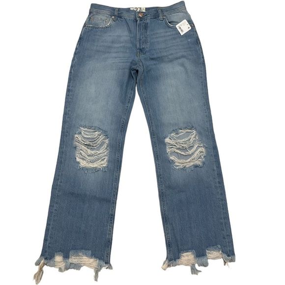 Free People Maggie Mid-Rise Straight Leg distress crop Jeans - Picture 2 of 5